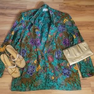 Vintage 80s Floral Boyfriend Style Blazer L